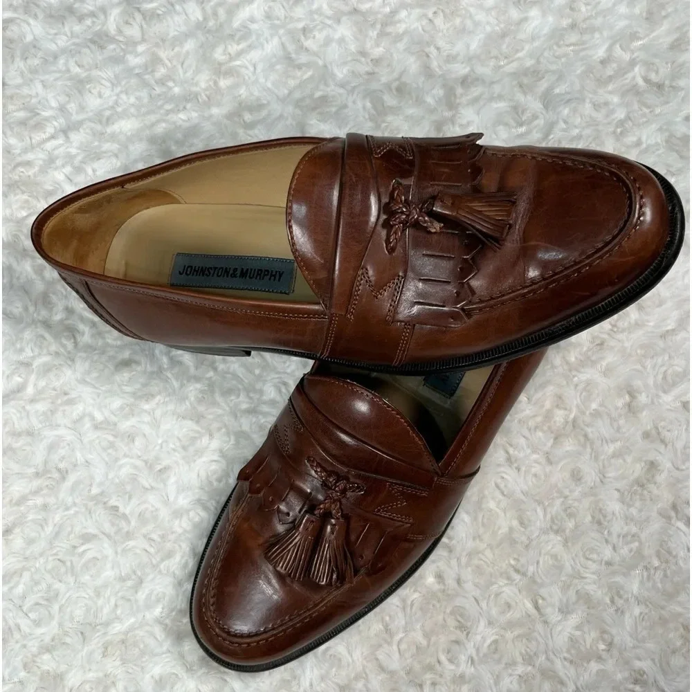 Johnston & Murphy | Brown Moc Toe Slip On Dress Kiltie Tassel Loafers